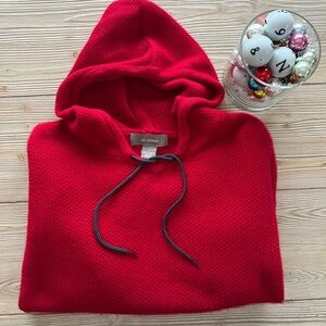 Ply Cashmere 100% Cashmere Red Waffle Knit Hoodie Women’s Size Medium